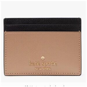 Kate Spade Womens Hazelnut Black Leather Madison Small Slim Card Holder New